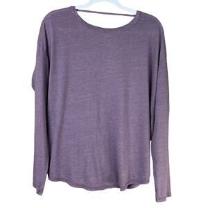 Vimmia Long Sleeve Twist Draped Open Back Top Heathered Purple Size Large